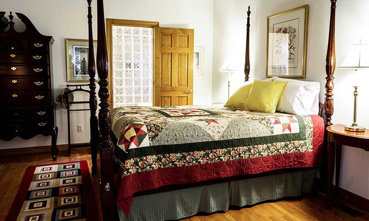 Bed with long bedspread