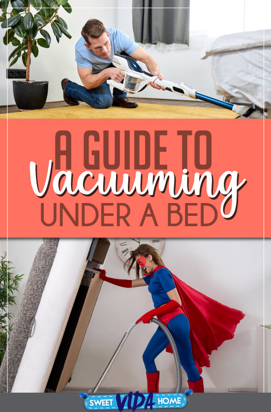 vacuuming under a bed pin